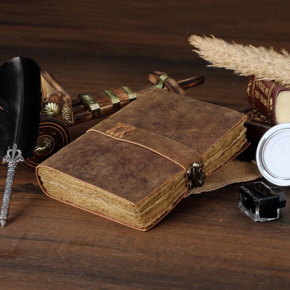 Vintage Leather Journal Handmade Buffalo Non-Refillable Deckle Edge Paper – Leat - Picture 4 of 8